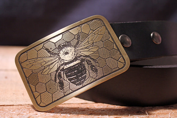 Bee and Honey Comb Belt Buckle-Metal Some Art