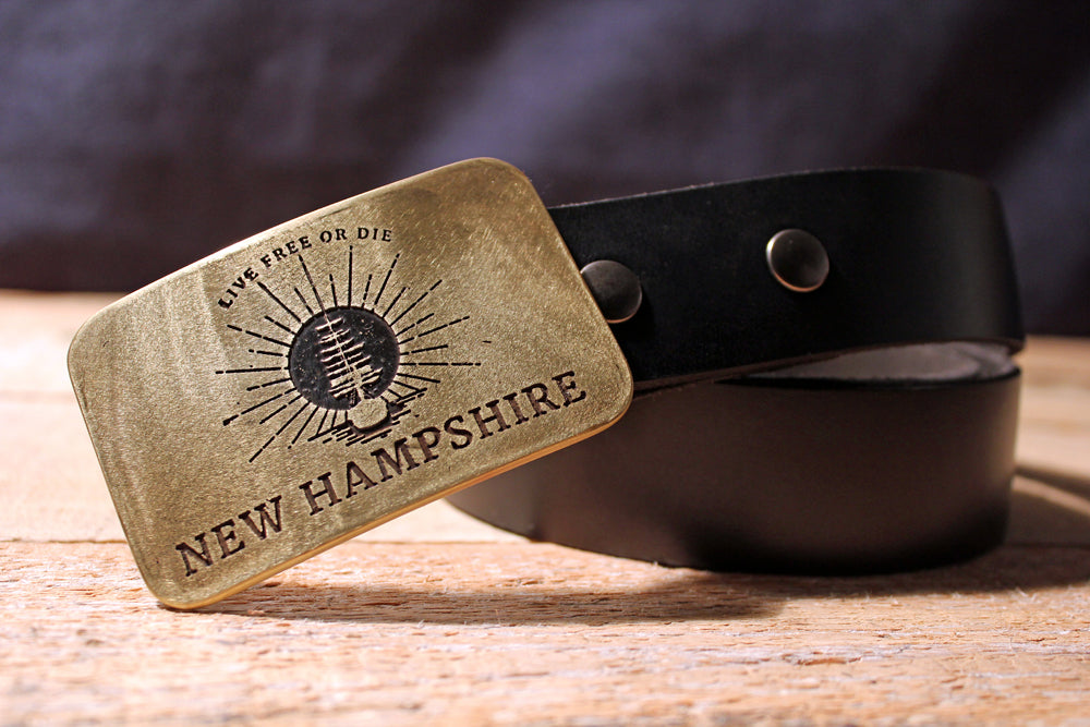 New Hampshire State Flag -LIVE FREE OR DIE- Belt Buckle-Metal Some Art