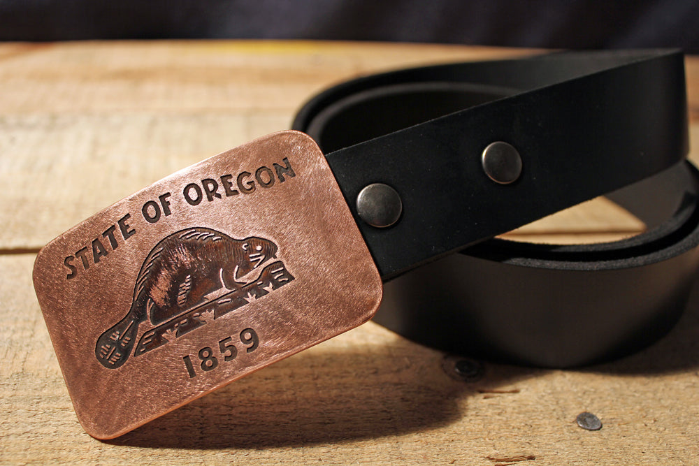 Oregon BEAVER State Flag Belt Buckle