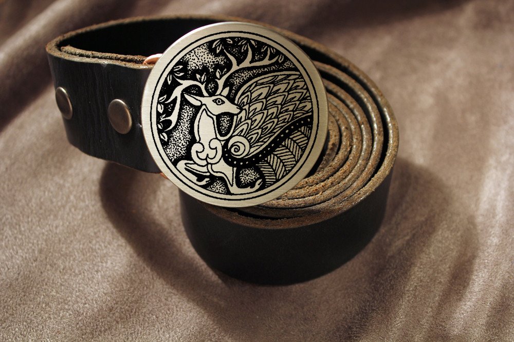 Celtic Stag PERYTON Belt Buckle-Metal Some Art