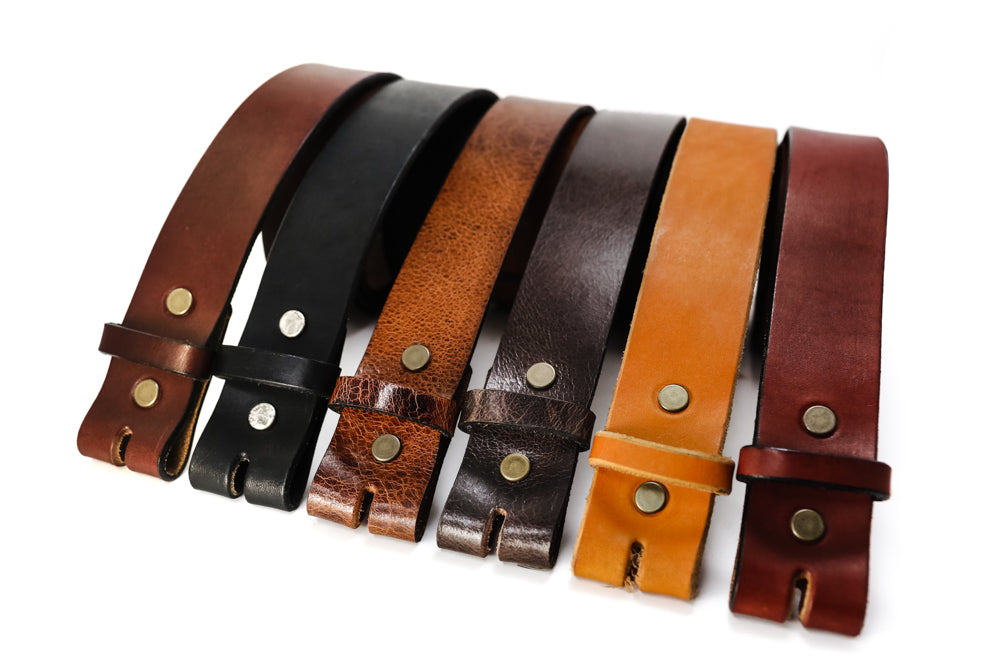 Full Grain Leather Snap-On Belt HANDMADE IN USA