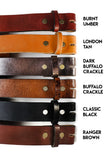 Full Grain Leather Snap-On Belt HANDMADE IN USA