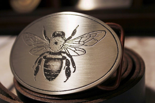 Honey Bee Buckle -   Belt buckles, Handmade leather belt, Leather belt  buckle
