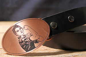 Rosie the Riveter FEMINIST Belt Buckle-Metal Some Art
