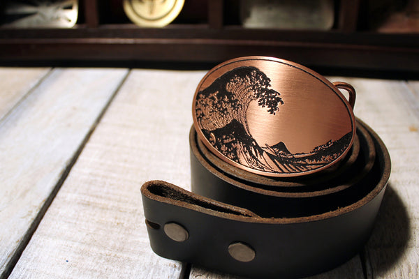 The Great Wave of Kanagawa Tsunami Belt Buckle – Metal Some Art